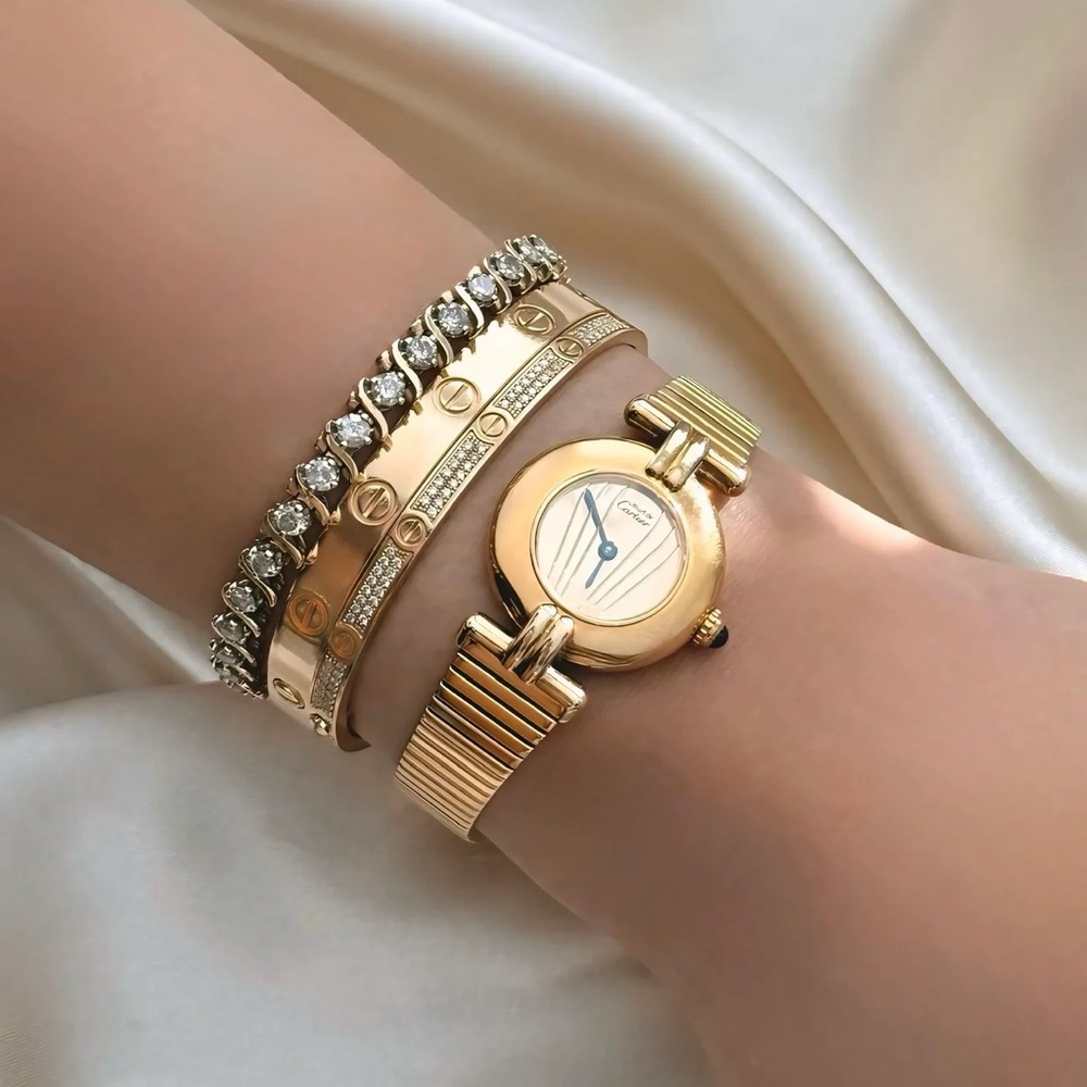 AUTHENTIC VINTAGE CARTIER GOLD WATCH - WITH BOX